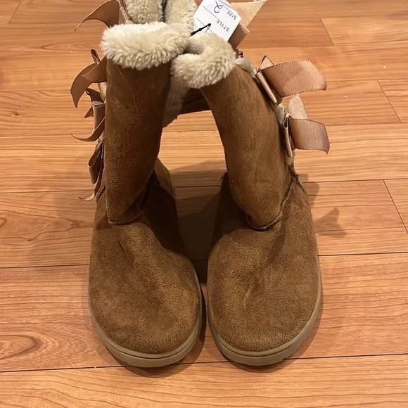 Rampage girls suede boots with fur and ribbons - Picture 3 of 7